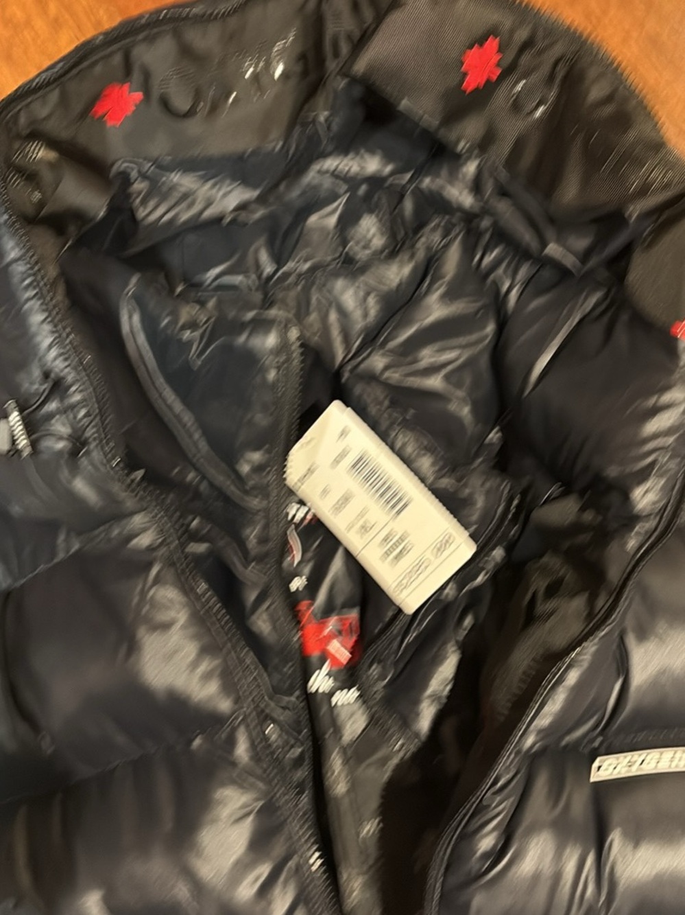 Men's Black Ski Puffer Jacket with Red Accents - Performance Insulation new